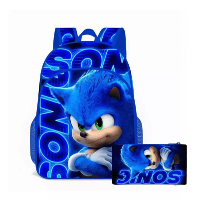 Mochila Niños Sonic + Estuche Material Con Diseño |dyshopnow1