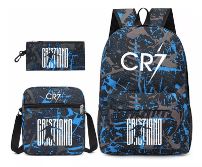 Tripack Mochila + Estuche + Bolso Cr7 Cristiano Ronaldo Azul