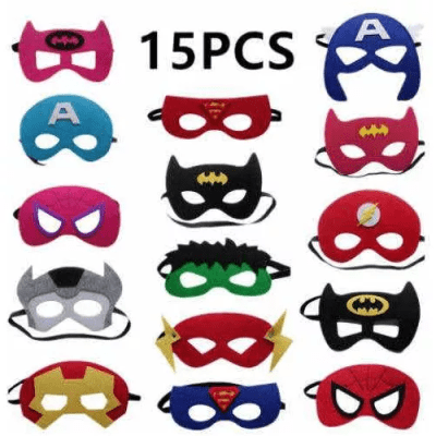 Pack 15 Mascaras Super Heroes Cumpleaños Material Fieltro1