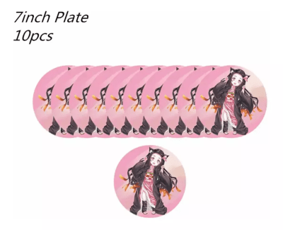 Pack 10 Platos Cumpleaños Nezuko Demon Slayer