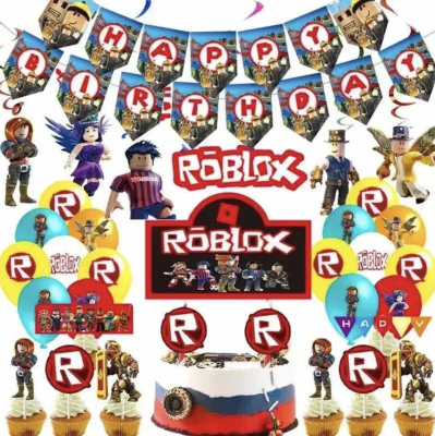Kit Cumpleaños Decoración Diseño Roblox Niños Adornos