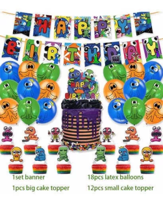 Kit Decoración Cumpleaños Rainbow Friends Roblox V1