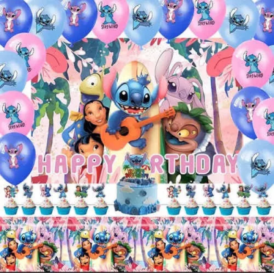 Kit Cumpleaños Globos Lilo & Stitch Decoración1