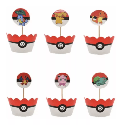 Adornos Decorativos De Cupcakes Cumpleaños Pokemo Pokeball1