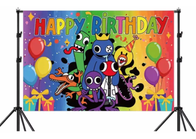 Tela De Fondo Cumpleaños Vinilo Rainbow Friends V1 150x100cm