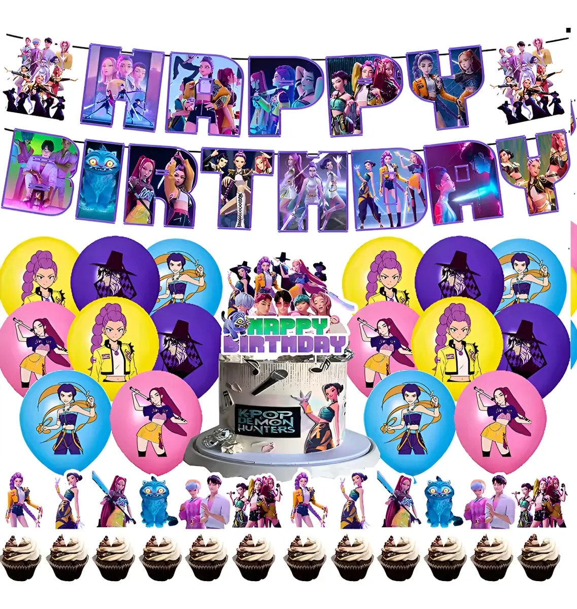 Kit Fiesta Cumpleaños Huntrix Kpop Demon Hunter 30 Pzs | DYSHOPNOW