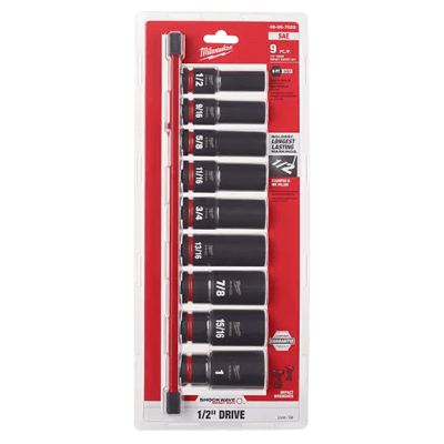 JUEGO DE 9 PIEZAS DADOS PROFUNDOS SAE DE 6 PUNTAS SHOCKWAVE IMPACT DUTY™ MILWAUKEE / 49-66-7022