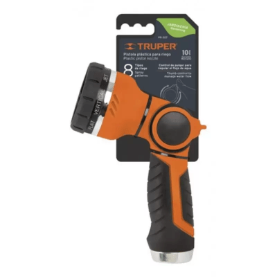 Pistola plástica para riego 8 funciones truper 17479