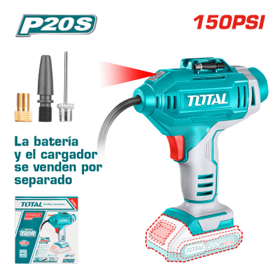 MINICOMPRESOR DE AIRE PARA AUTOMOVIL LI-ION 20V 150PSI 10.34BAR TOTAL -TACLI2018