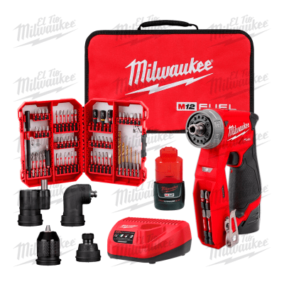 KIT TALADRO DE INSTALACIÓN 4 EN 1 2505-22 + JUEGO DE PUNTERAS 60 PCS MILWAUKEE