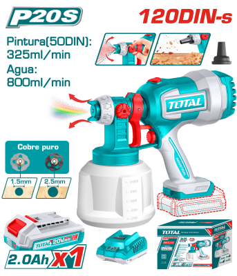 PISTOLA PARA PINTAR 20V 800ML TOTAL - FT - TSGLI20042