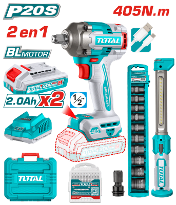 COMBO 2 EN1 LLAVE IMPACTO 405NM + LINTERNA + DADOS IMPACTO TOTAL  - TOSLI23056