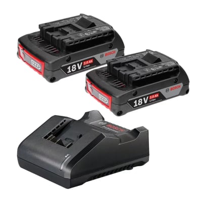KIT 2 BATERÍAS GBA 18V 2.0AH Y 1 CARGADOR BOSCH GAL18V BIVOLT