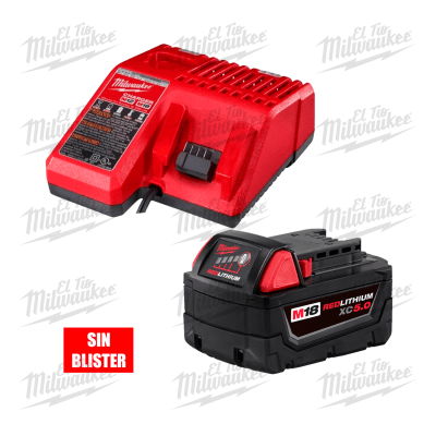 KIT DE INICIO MILWAUKEE BATERÍA 5AH + CARGADOR MULTIVOLTAJE