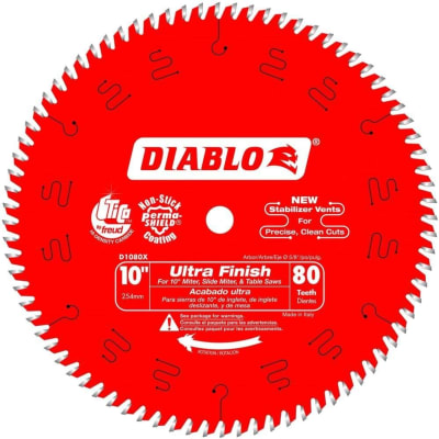 Freud D1080X Diablo - Hoja de sierra con acabado ATB de 10 pulgadas y 80 dientes con eje de 5/8 pulg
