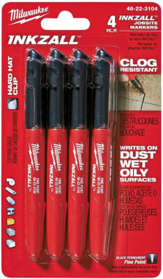 MARCADOR NEGRO DE PUNTA FINA INKZALL, 4 UND