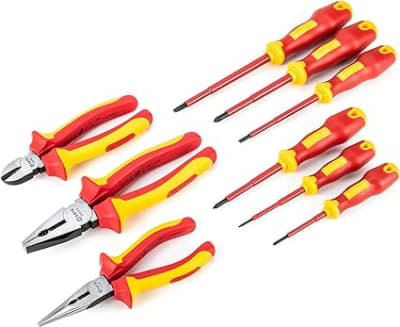 SATA ST09262U - JUEGO DE HERRAMIENTAS AISLADAS VDE DE 9 PIEZAS CON ALICATES PARA ELECTRICISTAS