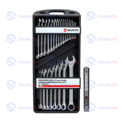 KIT  LLAVES MIXTAS 25PCS + LAMPARA 6 + 1 LED DE BOLSILLO WURTH