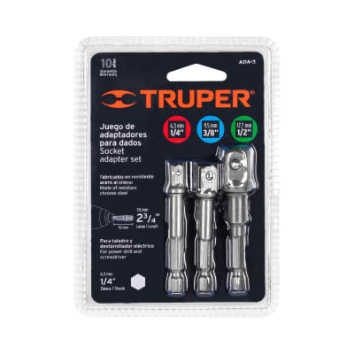 JUEGO DE 3 ADAPTADORES PARA DADOS DE 1/4, 3/8 Y 1/2