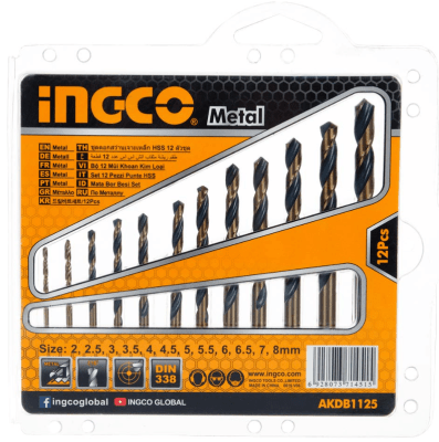 SET DE 12 BROCAS HSS PARA METAL INGCO AKDB1125