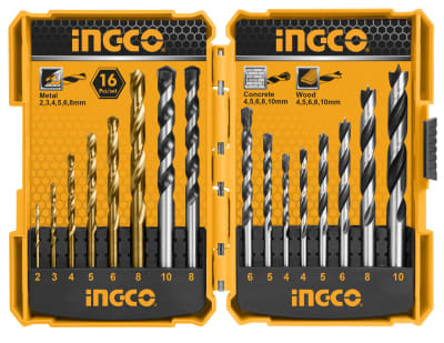 SET DE BROCAS COMBINADO 16 PCS. METAL CONCRETO MADERA INGCO AKDL11601