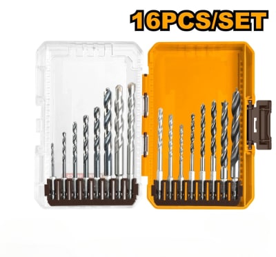 SET DE 16 BROCAS PARA METAL, MULTIFUNCION Y MADERA INGCO / AKDL11606