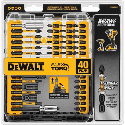 SET DE PUNTERAS 40 PCS PARA ATORNILLADOR FLEXTORQ DEWALT / DWA2T40IRSET