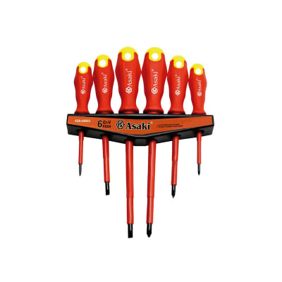 JUEGO DE DESARMADORES ELECTRICISTA 1000V 6 PZS GOMA CR-V ASAKI