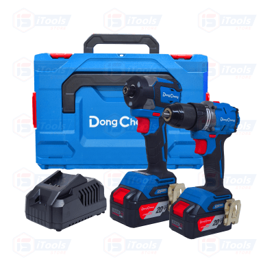 COMBO KIT TALADRO PERCUTOR 2060 + ATORNILLADOR DE IMPACTO 208 DONGCHENG 20V 4AH BRUSHLESS / DCKIT26EK
