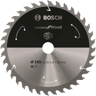 HOJA DE SIERRA BOSCH STANDARD PARA MADERA PARA SIERRA INALÁMBRICAS 165 × 1,5/1 × 20 T36