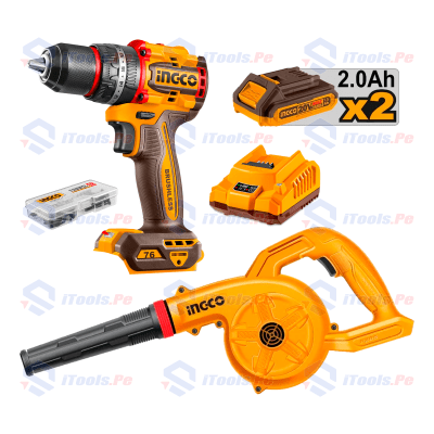 KIT TALADRO PERCUTOR 76 NM + SOPLADOR INGCO