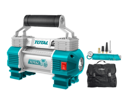 COMPRESOR DE AIRE MINI PORTÁTIL TOTAL TOOLS INDUSTRIAL MODELO TTAC2506 DE 12V PARA AUTOS