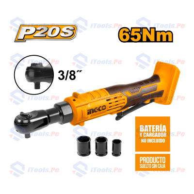 Llave ratchet inalámbrica ingco 20v 65nm 3/8
