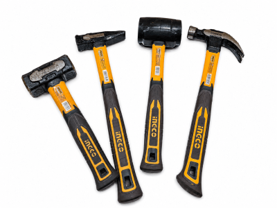Combo martillos: uña 16oz + mecanico 500g + albañil 1000g + goma 16oz ingco /hch9004-liqui