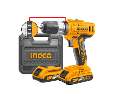 ATORNILLADOR C/ PERCUTOR LITIO 20 V. 2 AH. INGCO CIDLI20012