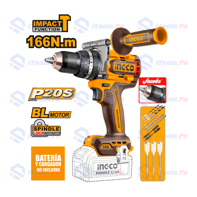 TALADRO PERCUTOR 166NM BRUSHLESS INGCO S/CAJA