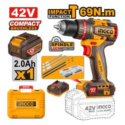 Kit taladro inalámbrico sin escobillas 42V 69 NM INGCO - CIDLI426981