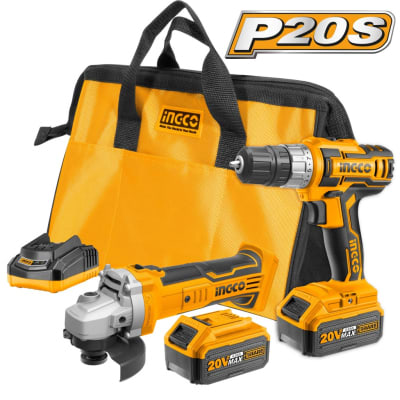 KIT AMOLADORA ANGULAR 20V + ATORNILLADOR 20V INGCO P20S CKLI2009