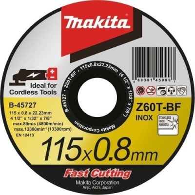 DISCO ABRASIVO CORTE INOXIDABLE 115 X 0.8MM MAKITA (Z60T)