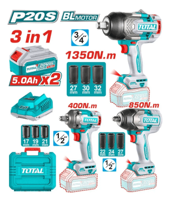 Llave Pistola De Impacto de 1350 nm  - 850 nm - 400 Nm Total Tosli250386