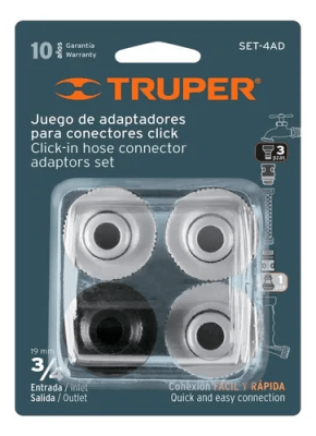 Set de 4 adaptadores para conectores click truper 12730