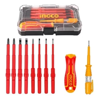 JUEGO DE DESTORNILLADORES AISLADOS INTERCAMBIABLES 10 PIEZAS  INGCO HKISD1008