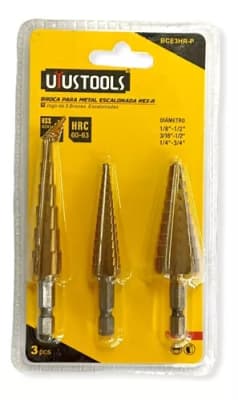 JUEGO DE BROCA HSS ESCALONADA TITANIO 3 PIEZAS UYUSTOOLS
