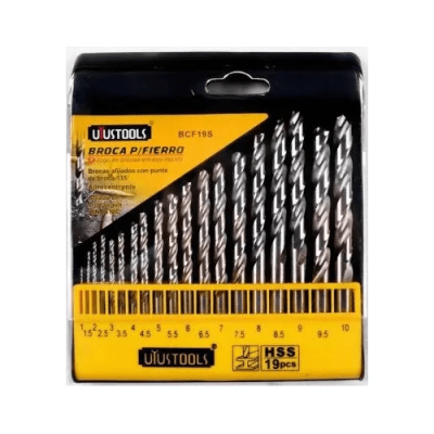 JUEGO BROCAS ACERO RÁPIDO MILIMÉTRICO 19PZS UYUSTOOLS BCF19S