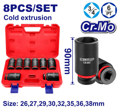 JUEGOS DE DADOS LARGOS DE IMPACTO 8PCS 3/4