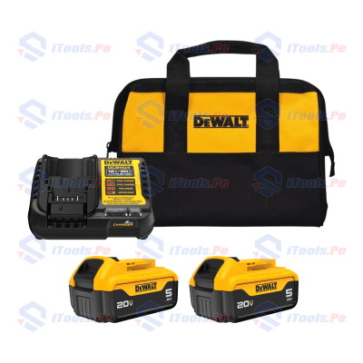 SUPER KIT DE BATERÍAS 5AH + CARGADOR + MALETA DE LONA DEWALT