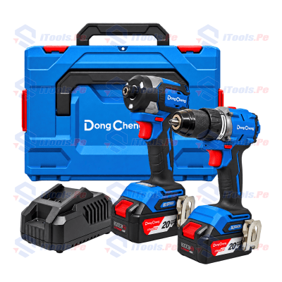 COMBO KIT TALADRO PERCUTOR 2060 + ATORNILLADOR DE IMPACTO 208 DONGCHENG 20V 4AH BRUSHLESS / DCKIT26EK