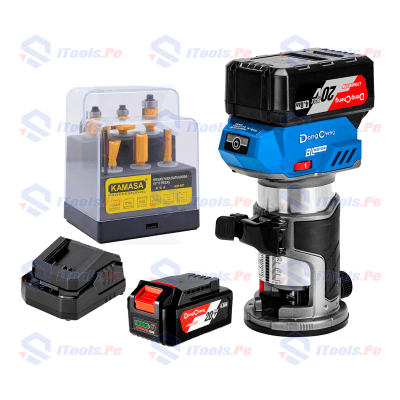 KIT RUTEADORA 20V DONG CHENG + JUEGO DE FRESAS 1/4