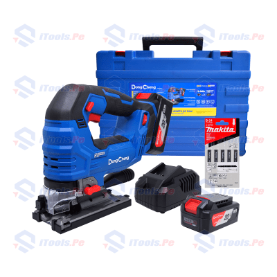 SIERRA CALADORA 20V 5AH DONGCHENG + PACK DED HOJA SIERRA UNIVERSAL 2