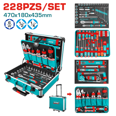 Set de herramientas manuales 228 piezas con maleta TOTAL / THKTHP62287
